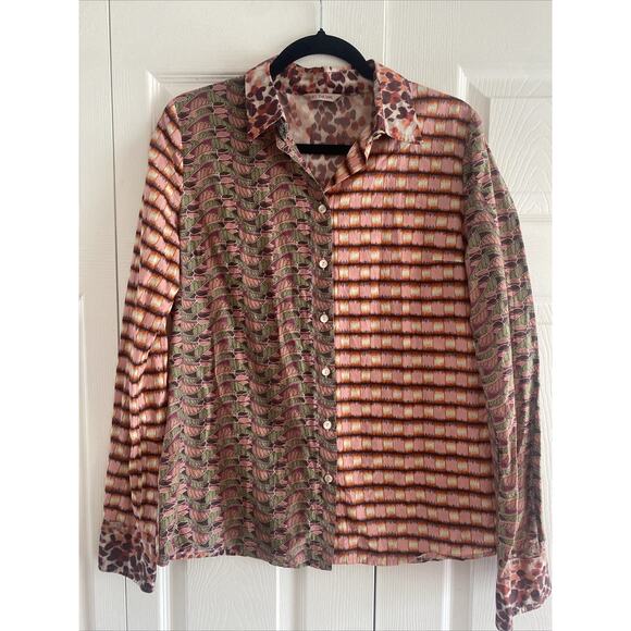 Miki Thumb Womens Large Grandon Patch Button Blouse Boho - Picture 1 of 9